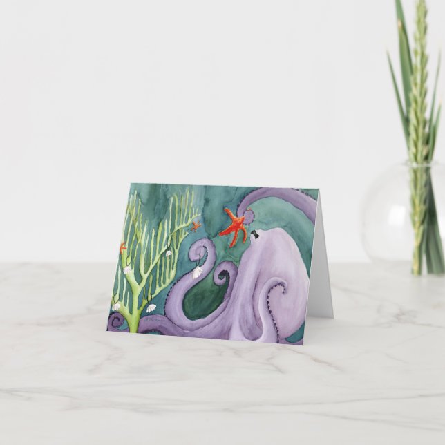 Animais Feriados Incomuns: Cartão Octopus 4"x5.6" (Frente)