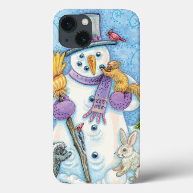 Animais Fofos Construindo um Boneco de Neve para o (Verso)