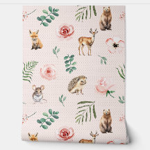 Animais fofos da floresta rosa