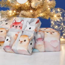 Animais fofos papel de embrulho adorável
