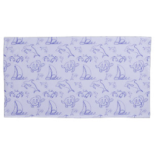 Animais marinhos e padrão de desenho de uma linha