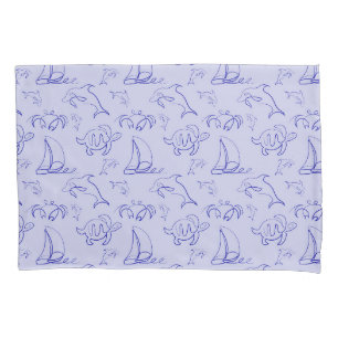 Animais marinhos e padrão de desenho de uma linha