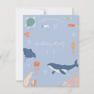 Animais marinhos festa de aniversário convite para