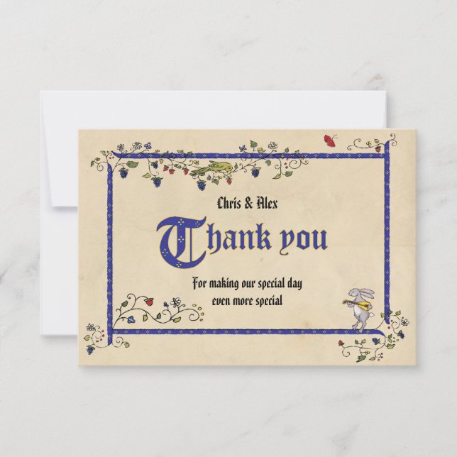 Animais medievais agradecem cartão plano (Frente)