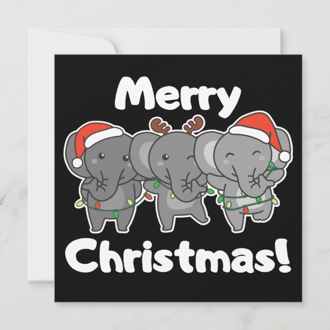 Animais Natal Elefantes Convite Alegre Elefante (Frente)