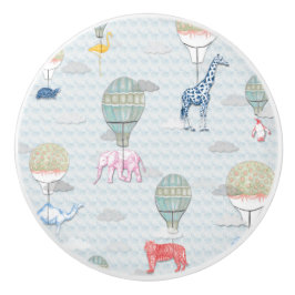 Animais no botão cerâmico dos balões de ar quente