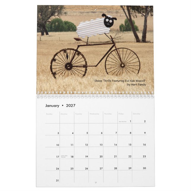 Animais no Calendário Bikes (Jan 2027)