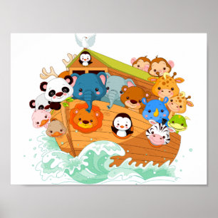Animais no poster da arte de Noahs