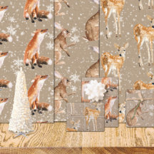 Animais Rustic Kraft Elegant Snowy Winter