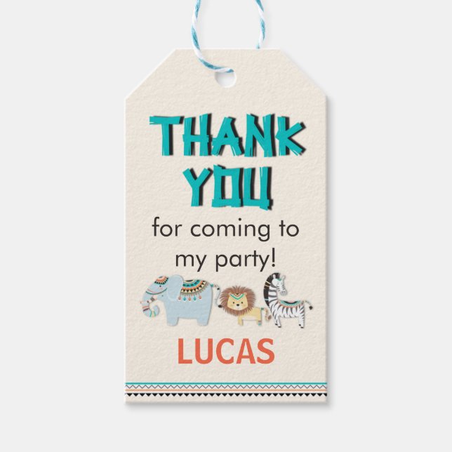 Animais Safari Aniversário Obrigado Etiqueta (Frente)