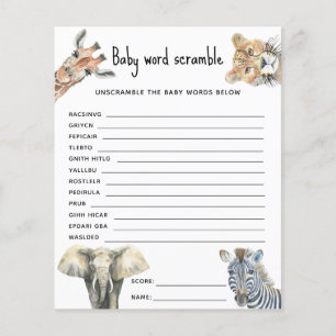 Animais Safari - Baby Word Scramble