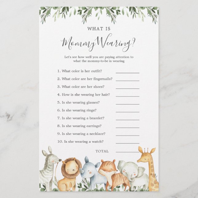 Animais Safari Chá de fraldas O que as Mamães Vest (Frente)