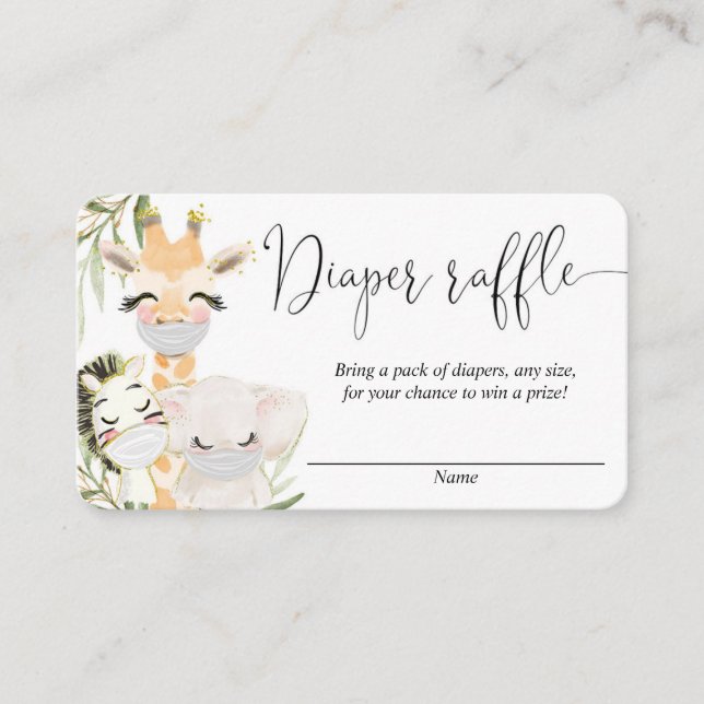 Animais Safari com máscaras cartões de rifa de fra (Frente)