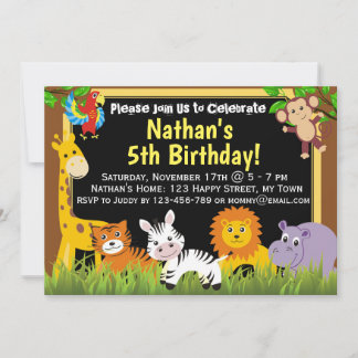 Animais Safari Convite de aniversário para animais