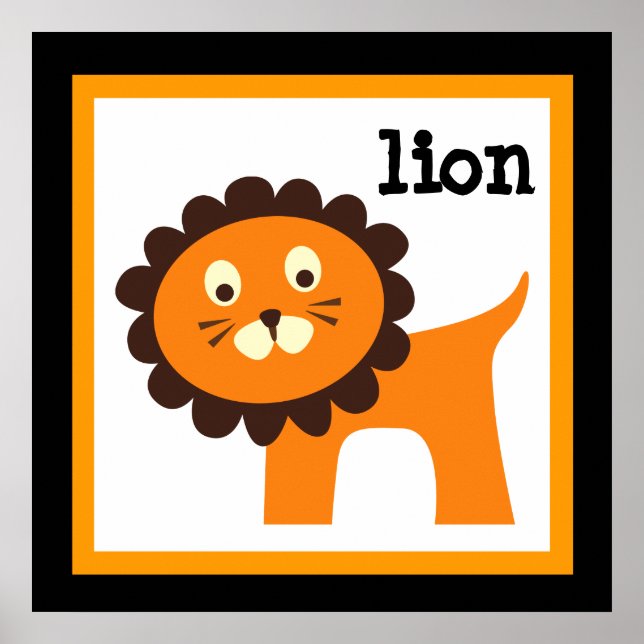 Animais Safari Cute Lion Safari Crianças Poster (Frente)