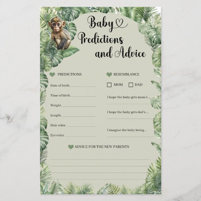 Animais Safari Predições de Bebês e JOGO de Aconse (Frente)