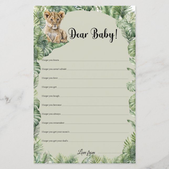 Animais Safari Selvagens Queridos Bebês Desejos (Frente)