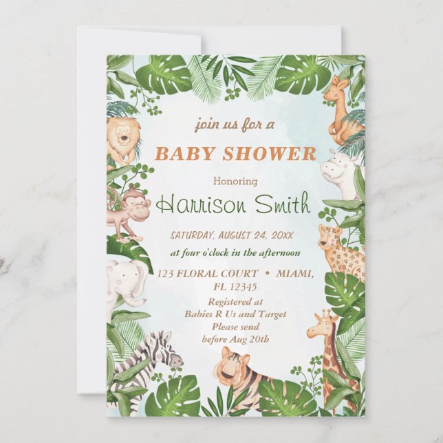 Animais Selvagens Com Convite Para Árvores Selvage (Frente)