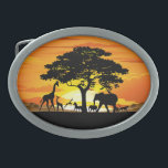 Animais Selvagens no Sunset da savana africana<br><div class="desc">Sol assombroso,  Brilhante e Pacífico na Paisagem da savana selvagem africana com Formas de Animais Selvagens. Originalmente criado com a técnica de arte gráfica de vetor de alta qualidade / alta resolução Copyright BluedarkArt The ChameleonArt.</div>