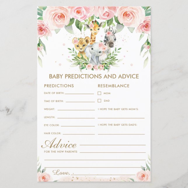 Animais Selvagens Predições Florais De Bebê e Cons (Frente)