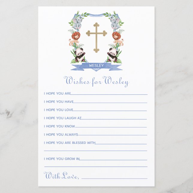 Animais Selvagens Prendem Batismo Desejo para Bebê (Frente)