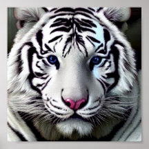 Animais selvagens Tiger White Poster