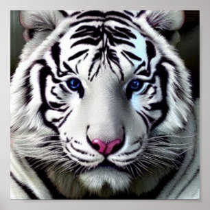 Animais selvagens Tiger White Poster