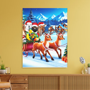 Animais sorridentes Canvas de Natal 24" x 32"