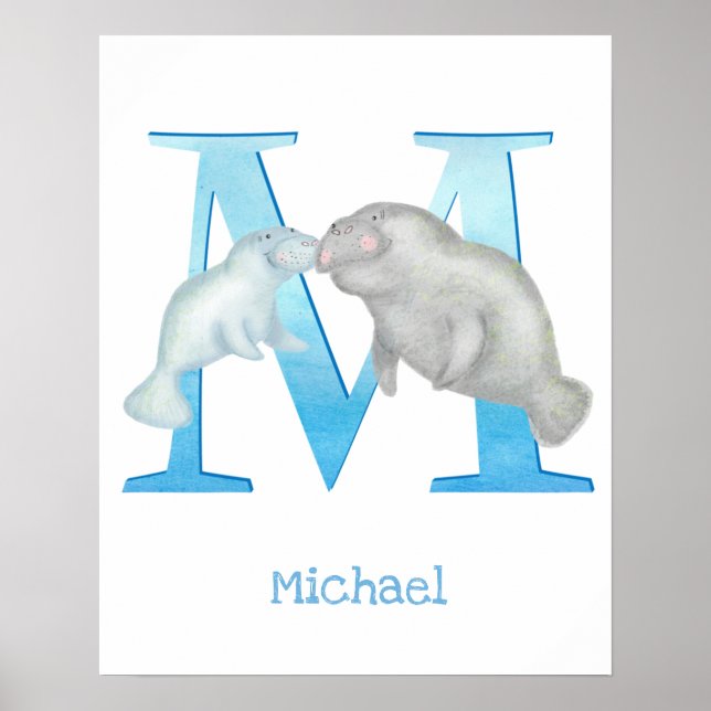 Animal ABC M é para impressão de peixe-boi (Frente)