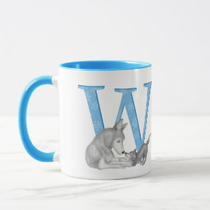 Animal ABC W é para caneca de lobo