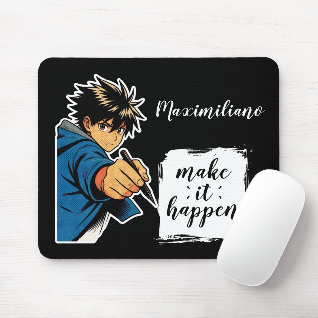 Anime Boy Make It Happen Personalized Mouse Pad (Com mouse)