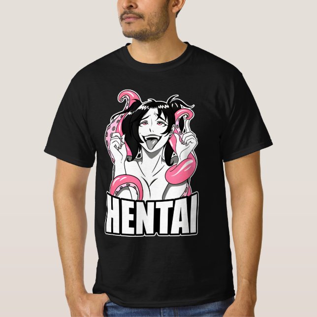 anime chica Lewd Ahegao camiseta de cara izquierda (Frente)