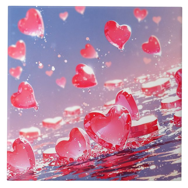 Anime corações Azulejo cerâmico (Frente)