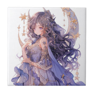 Anime Girl Purple Moon Princess Fantasy Art