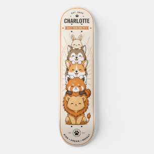 Anime Infantil Personalizado Animais Fofos Skate