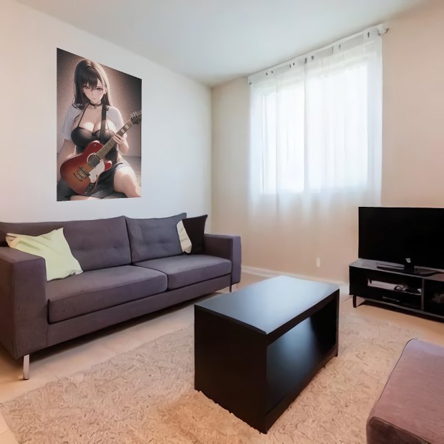 Anime jovem guitarrista | AI Art Poster (Criador carregado)