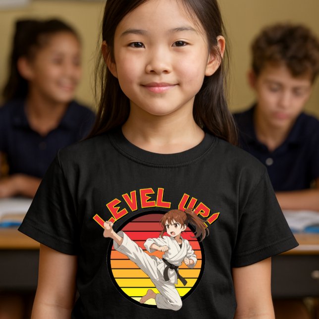 Anime Karate Girl On Retro Sunset Template (Criador carregado)