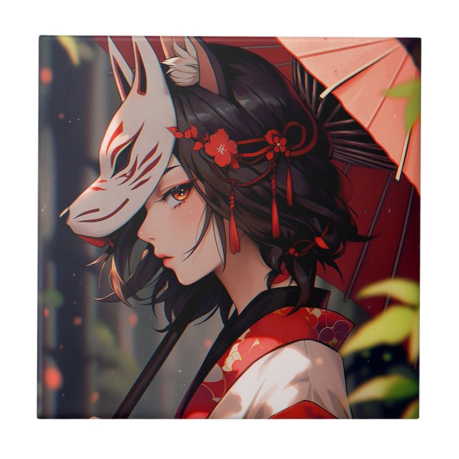 Anime Kitsune Girl Cute Fox Fantasy Art (Frente)