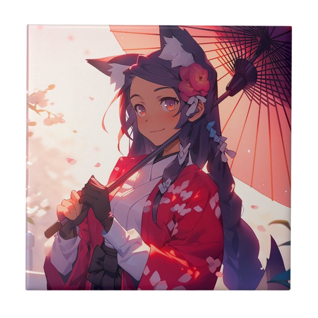 Anime Kitsune Girl Cute Fox Fantasy Art (Frente)