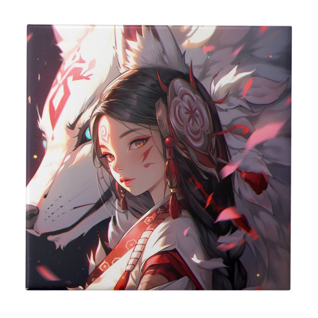 Anime Kitsune Girl Cute Fox Fantasy Art (Frente)