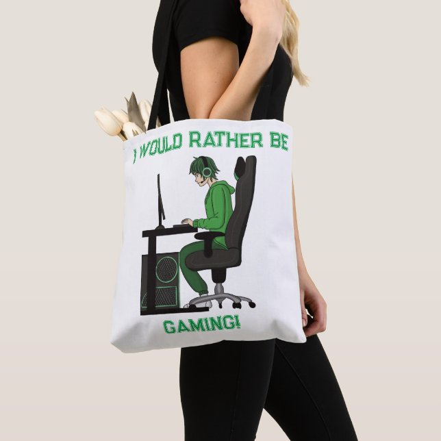 Anime Manga Computador Gamer Boy Tote Bag (Close Up)
