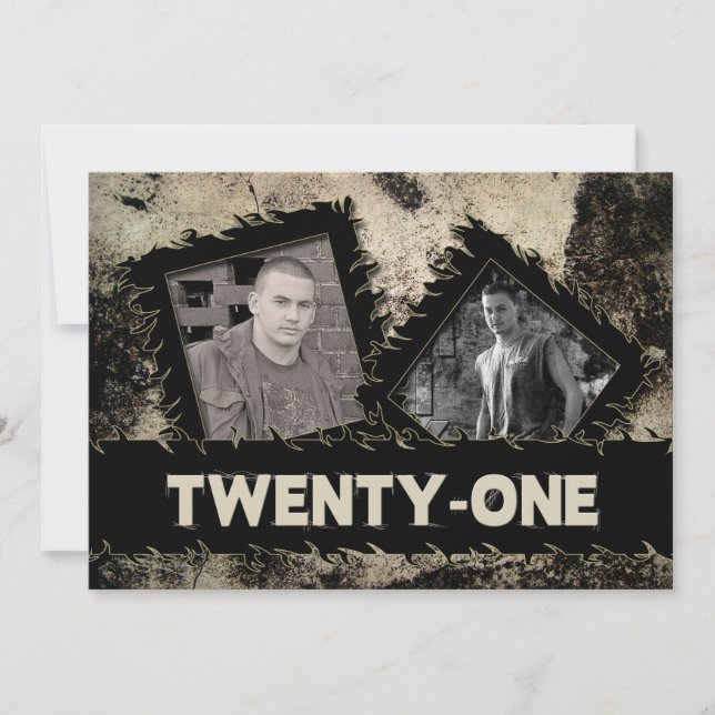 ANIVERSÁRIO 21 CONVITE À RUA - GRUNGE - DUAS FOTOS (Frente)