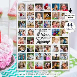 Aniversário 44 Anos de Colagem de Fotos no Cartão 