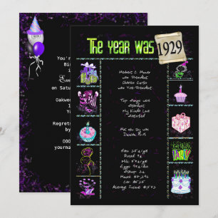 Aniversário Ano 1929 Convite