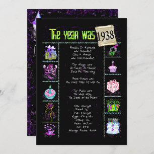 Aniversário Ano 1938 Convite