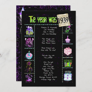 Aniversário Ano 1939 Convite