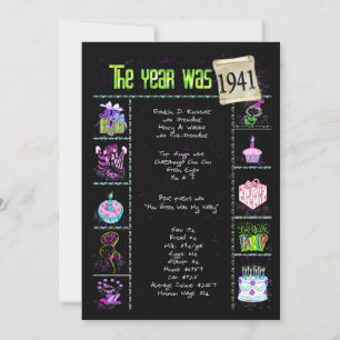 Aniversário Ano 1941 Convite