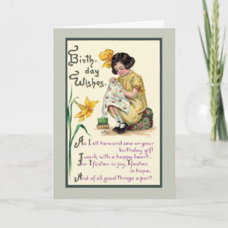 Aniversário Antigo Deseja Cartão de Vinha