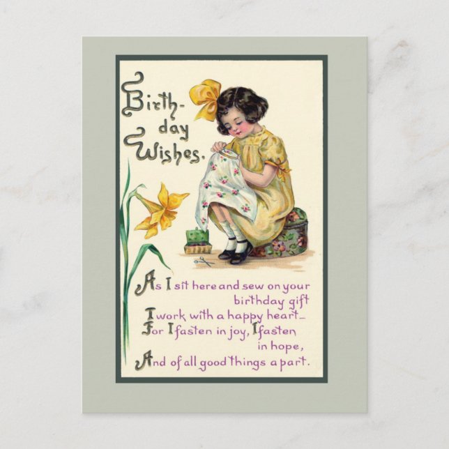 Aniversário Antigo Deseja Cartão de Vinha (Frente)