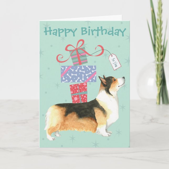 Aniversário Apresenta Cartão Pembroke Welsh Corgi (Frente)